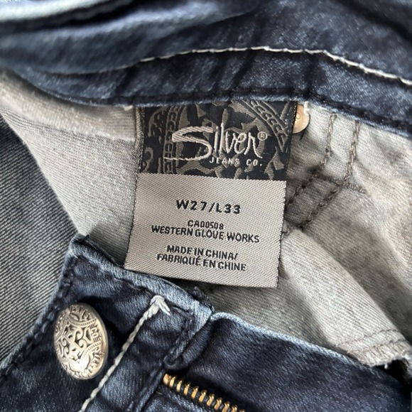 Silver Jeans Co. Dark Wash Denim Embellished Pocket Women's Jeans‎ 27x33 - Picture 8 of 13